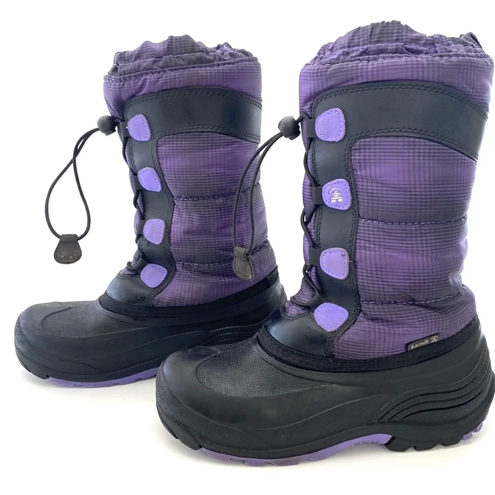 Kamik Big Girl Youth Purple Moonracer Winter Boots SZ 4 (Boots Only)